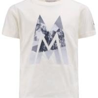 Moncler t-shirt m/c marchio colore panna per ragazzo
