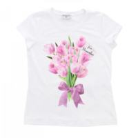 Monnalisa t-shirt tulipani colore bianco per bimba