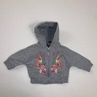 Monnalisa felpa zip capp fiori colore grigio per neonato