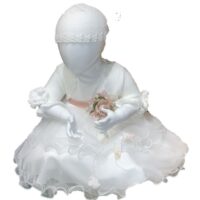 Mimilu abito balze tulle colore bianco per neonato