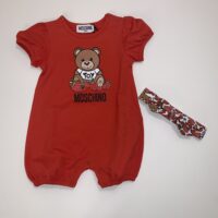 Moschino pagliaccetto+fascetta colore rosso per neonato