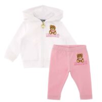 Moschino comp leggins felpa zip colore bianco per neonato