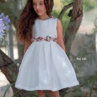 Mimilu abito piquet fiorellini sm colore bianco per ragazza